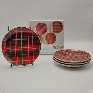 Pier 1 Holiday Christmas Plaid (4 Different Designs) Appetizer Plates 6.25" NIB